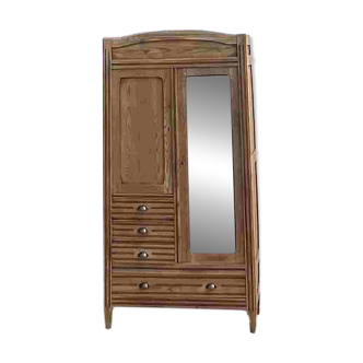 Antique Parisian wardrobe in raw solid wood