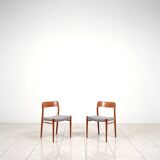 3 Niels Møller „Model 75“ teak dining chairs reupholstered