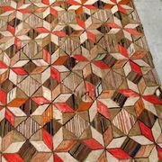 Handmade antique American Hooked geometric rug 4.8' x 7.7' (146cm x 234cm) 1900s - 1B654