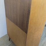 Vintage 1950s secretary desk with compass legs and gilded oak