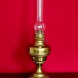 Vintage Brass Oil Lantern with Decorative Base and Clear Glass Funnel Stamped LB Marque Delay 4399
