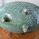 Large sculptural tripod bowl Ceramidi – Black/green glazed ceramic