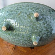 Large sculptural tripod bowl Ceramidi – Black/green glazed ceramic
