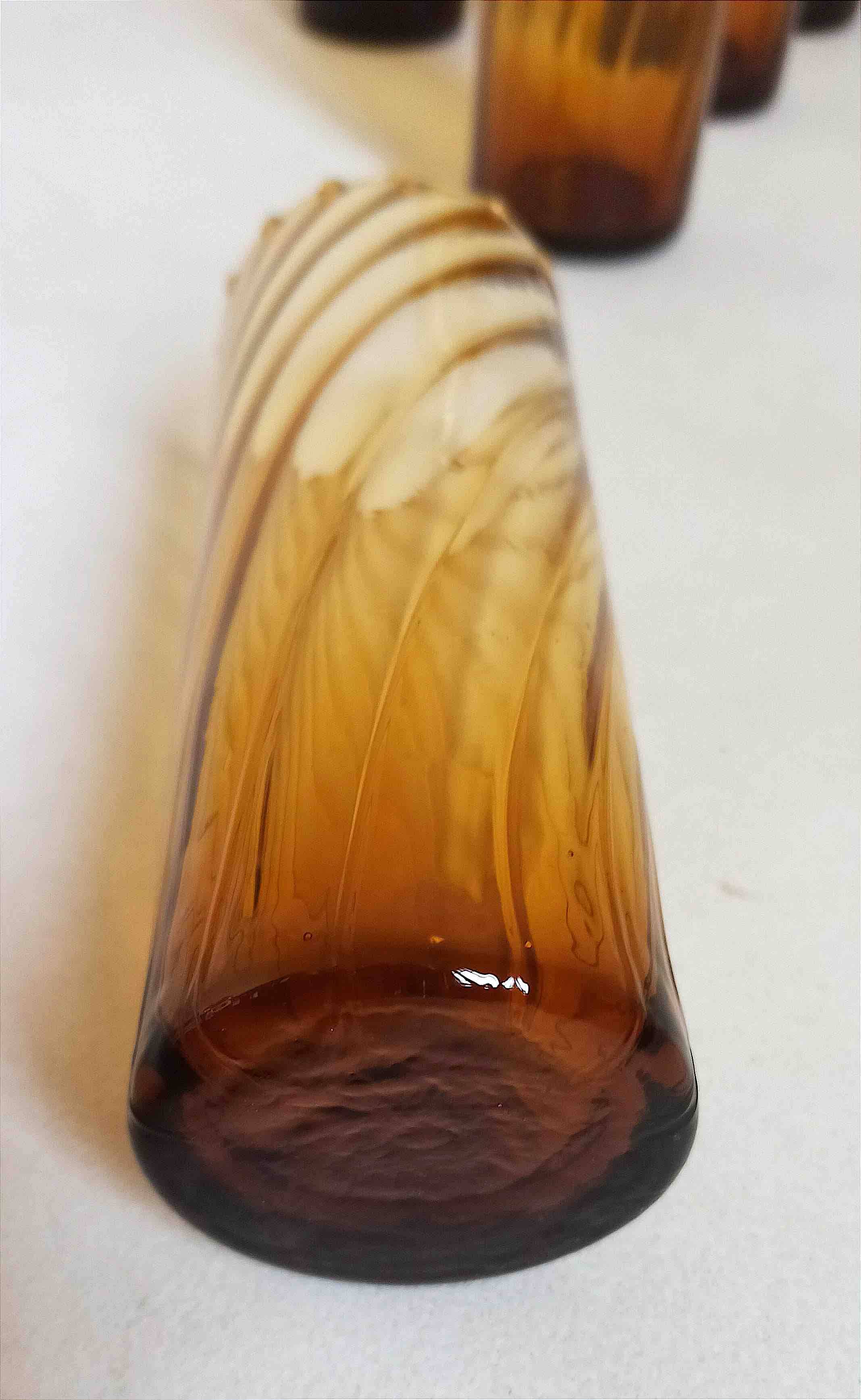 Set of 6 vintage amber glasses Height 17 cm