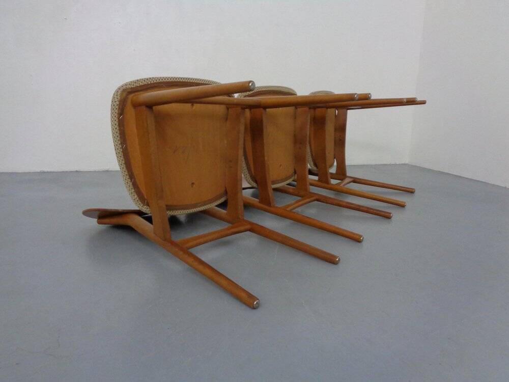 Dining Chairs in Walnut & Beech, 1960s, Set of 3