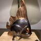 Vintage fish lamp in gold and copper metal