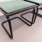 Set of 4 vintage Marcel Breuer Cesca B32 Bauhaus style chairs in black metal, black wood and v fabric