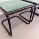 Suite de 4 chaises vintage Marcel Breuer Cesca B32 style Bauhaus en métal noir, bois noir et tissu v