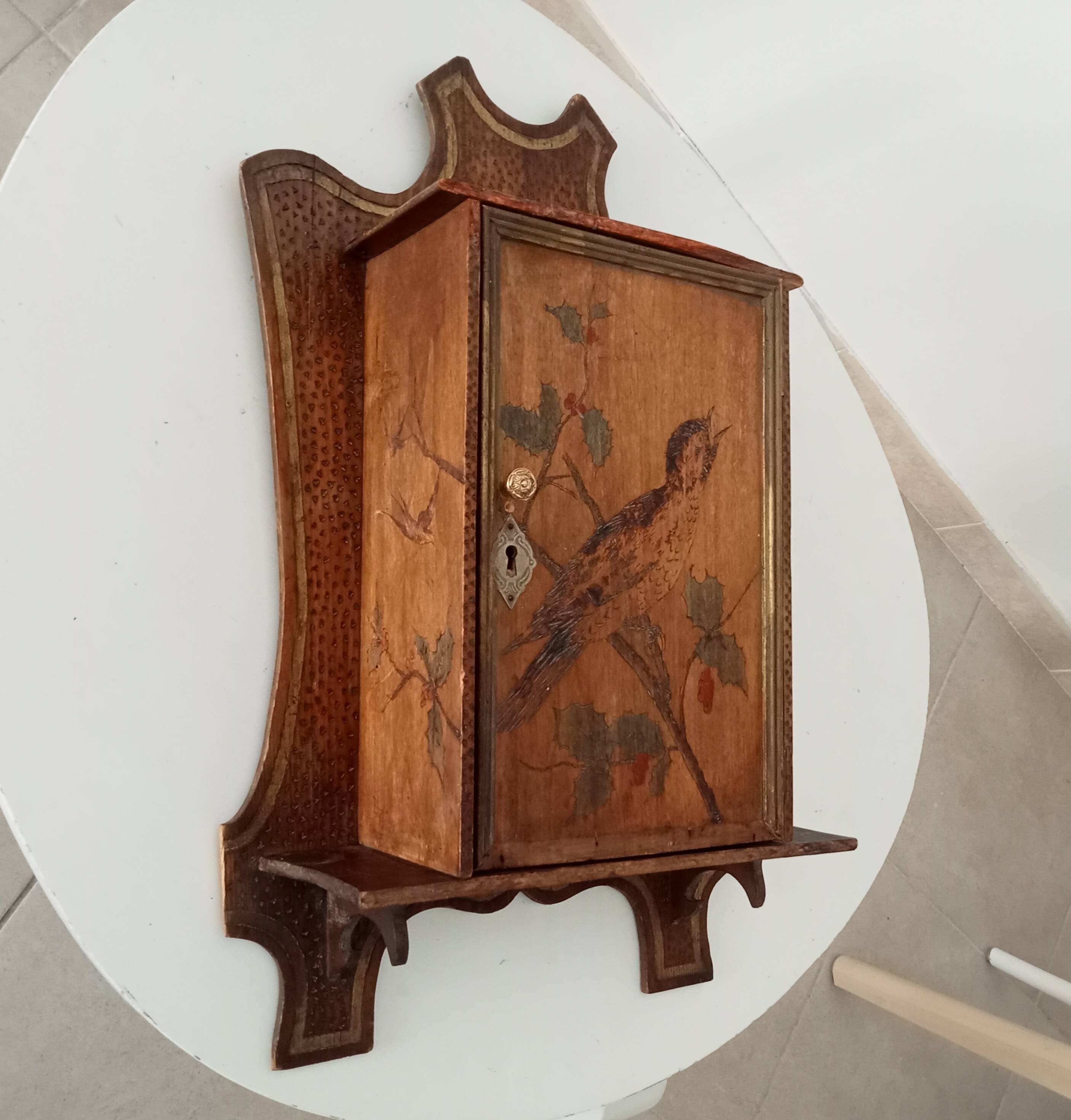 Antique wall cabinet folk art