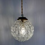 Vintage globe pendant lamp in molded glass