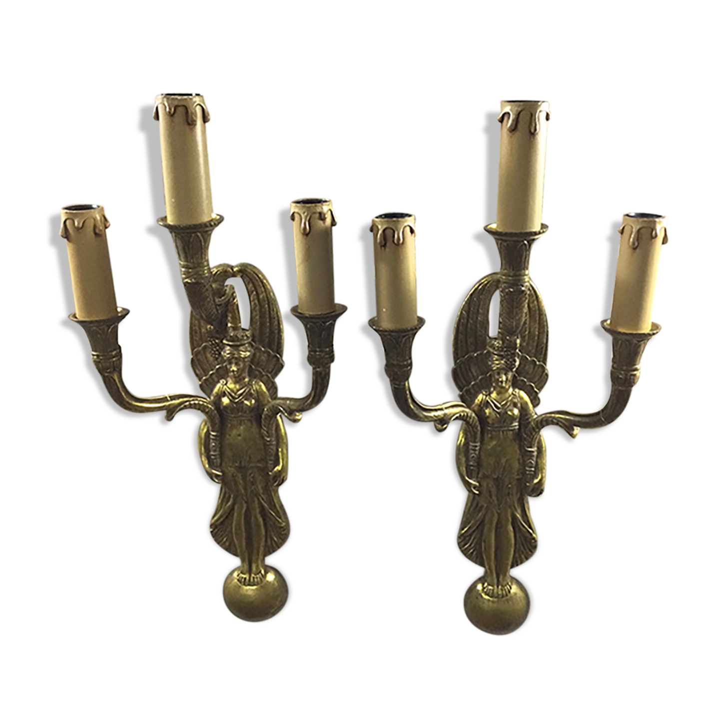 Pair of bronze empire sconces