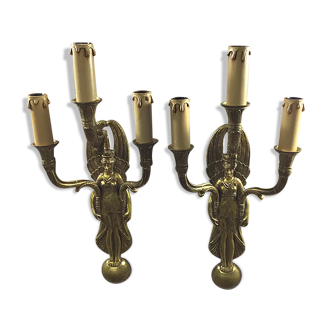 Pair of bronze empire sconces