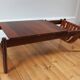 Table basse vintage palissandre et cuir Dujo Cuba 1970