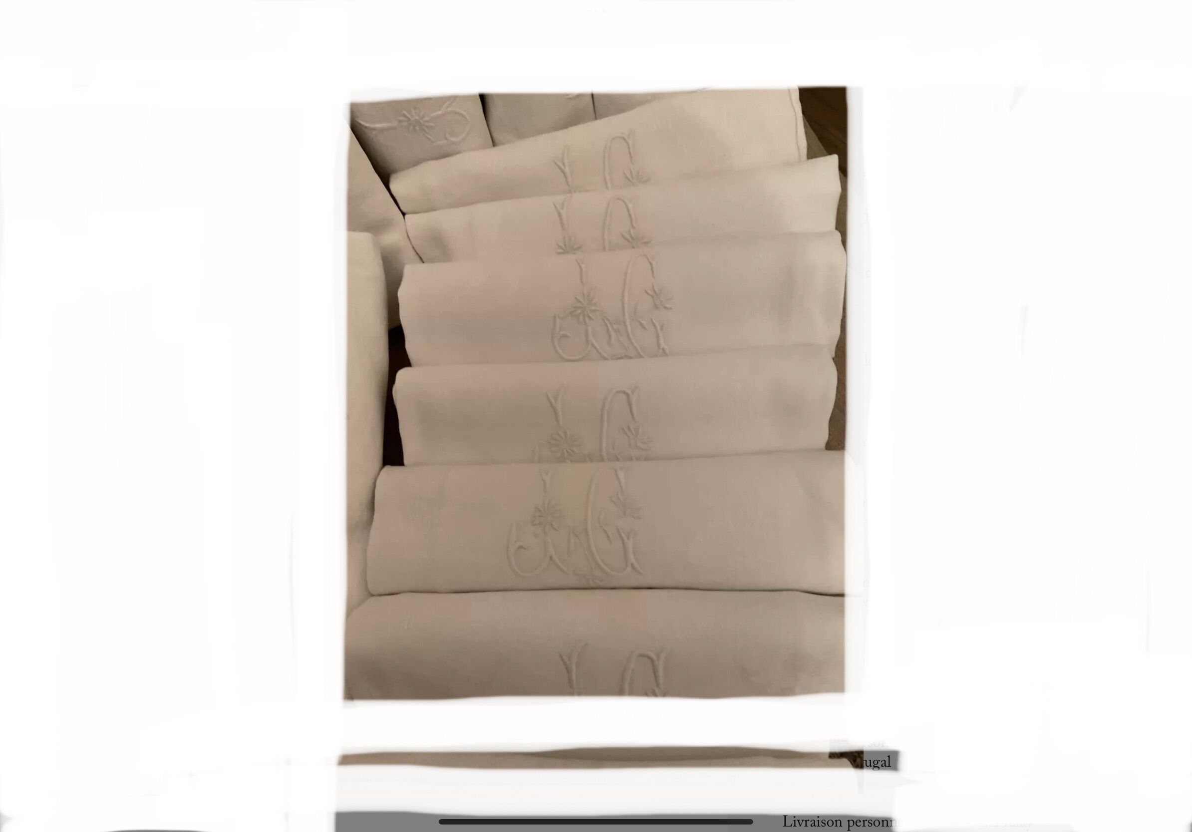 12 towels damascus linen silk embroidered monogram