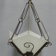 Art deco hanging lamp with 4 cloudy glass plates