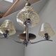 1960s Napako Mid-Century Modern Czech Four-Arm Glass Wood Chrome Chandelier