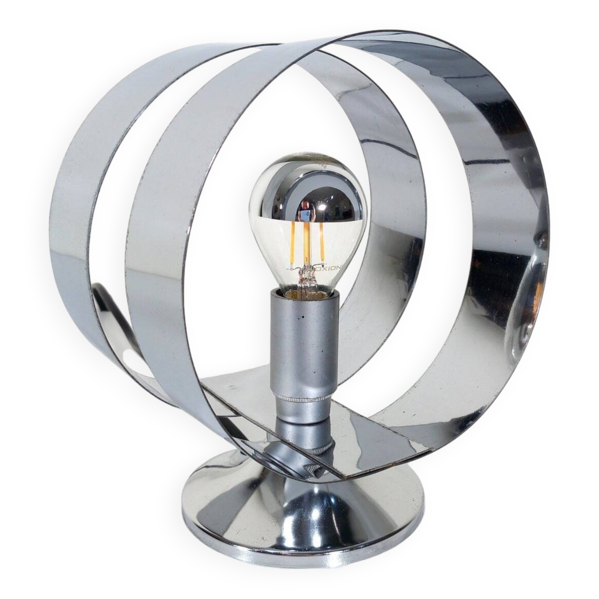 Vintage Table Lamp • Rings • Steel • Space Age • 1970