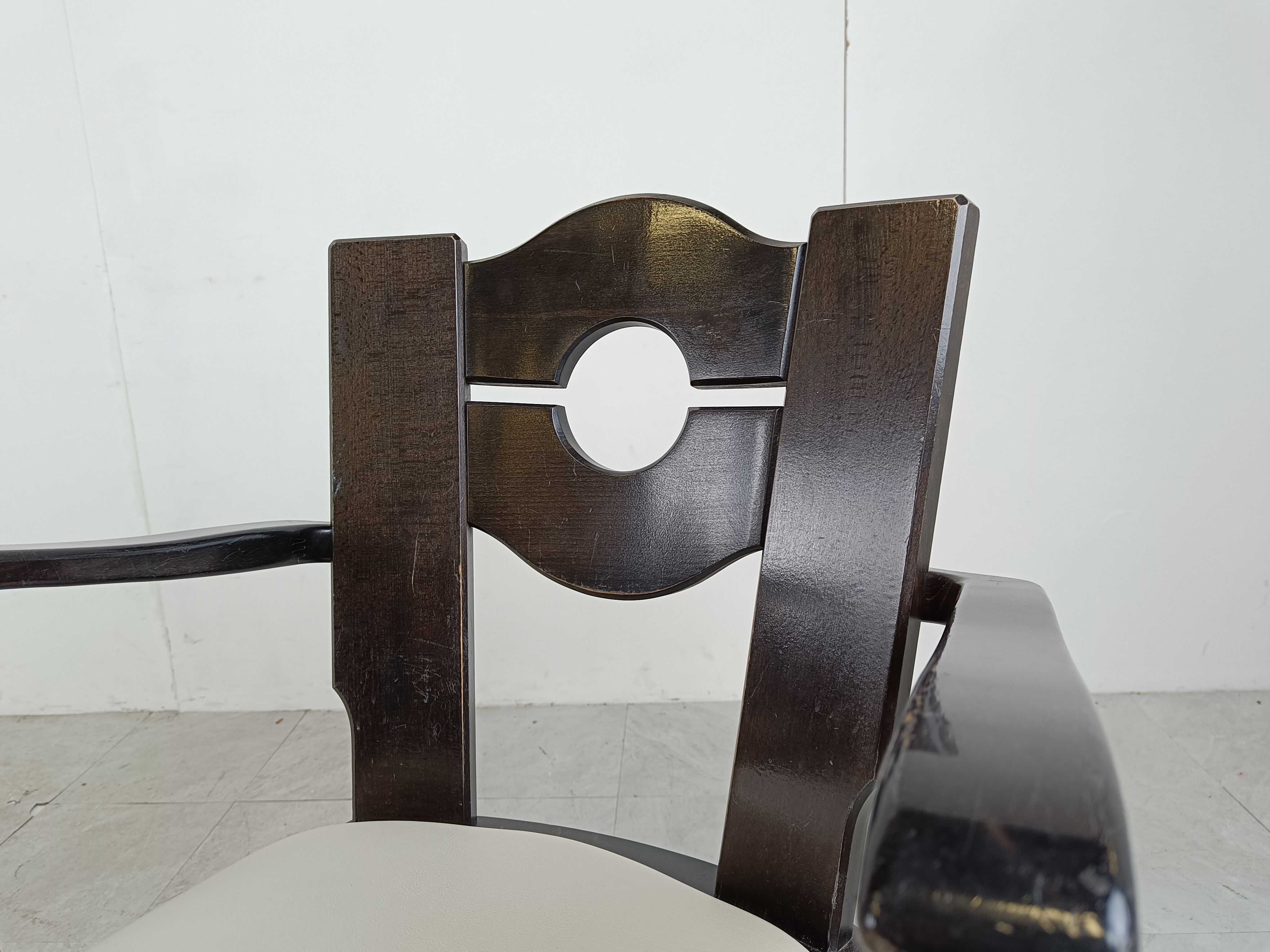 Vintage brutalist dining chairs, set of 8 - 1960s