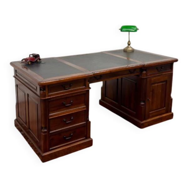 Bureau classique anglais Partnerdesk en cuir noir