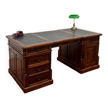 Classic English Desk Partnerdesk Black Leather