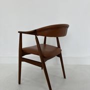 Teak Armchair in Brown Leather by Th. Harlev, 1960s