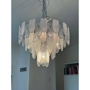 Italian Glass Chandelier Clear and Frosted Art Deco