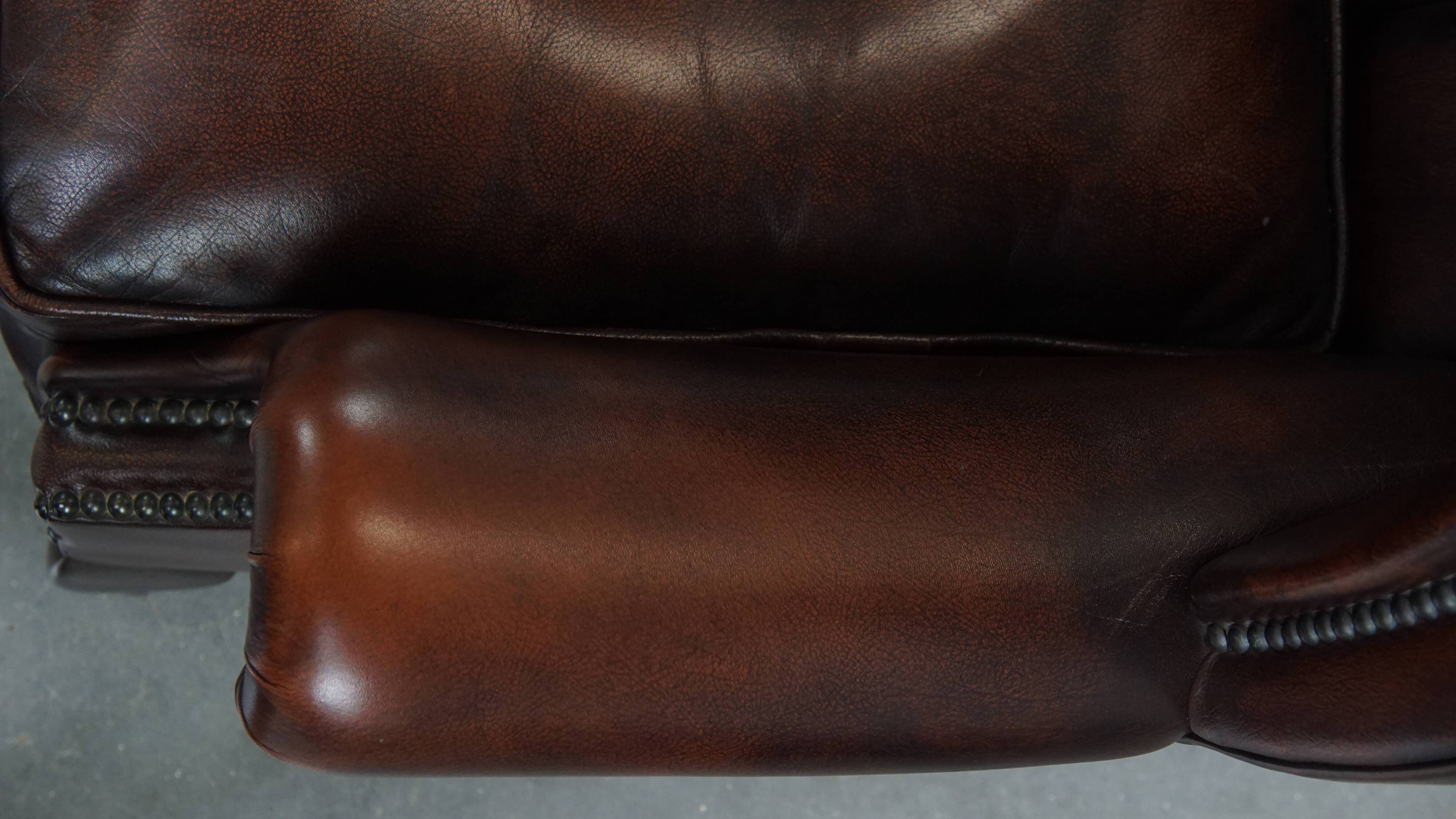 Brown Cowhide Leather Chesterfield Wingback Chair