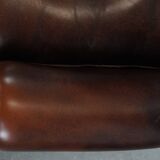 Brown Cowhide Leather Chesterfield Wingback Chair