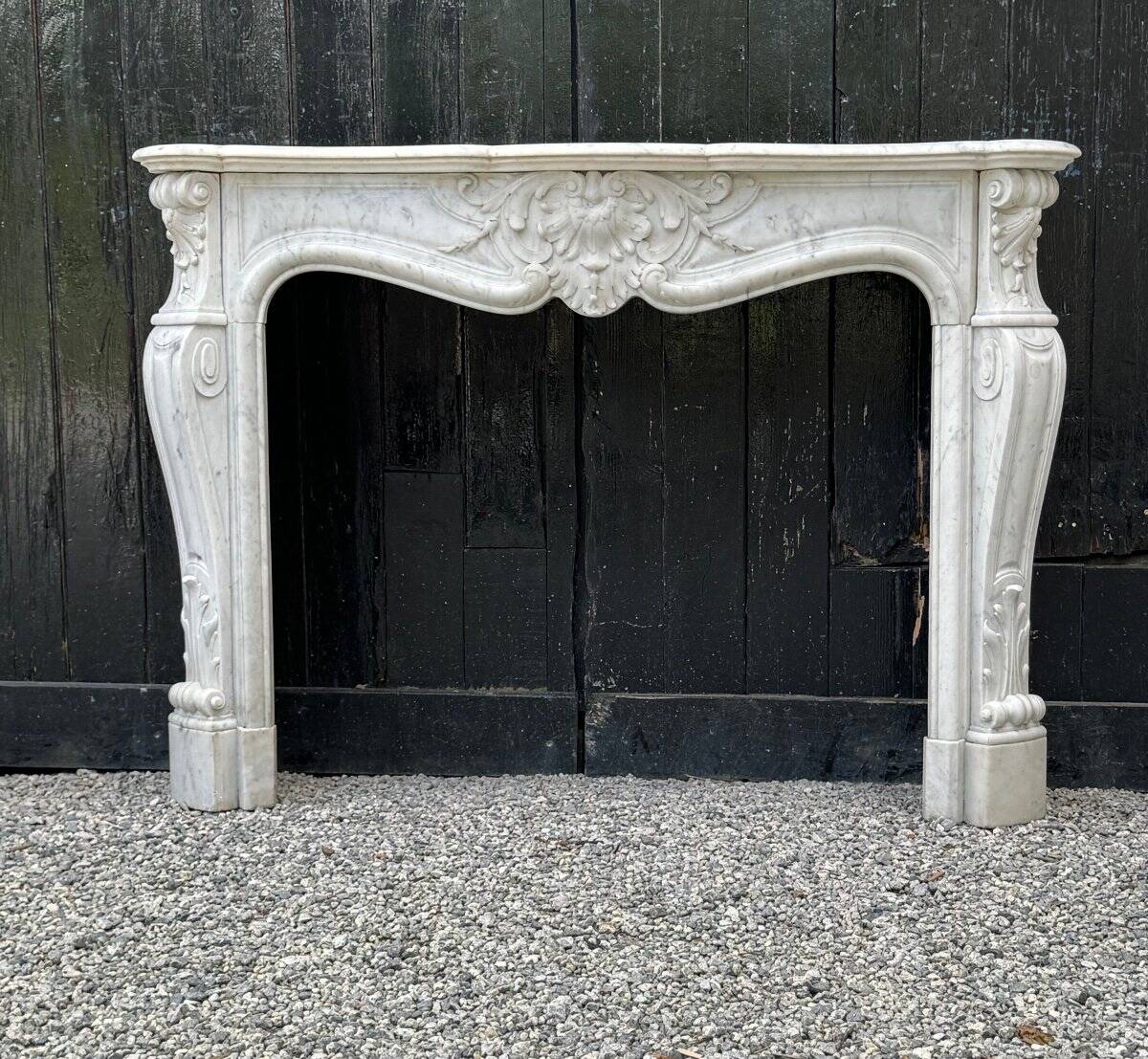 Louis XV Style Fireplace In Carrara Marble Circa 1880