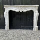 Louis XV Style Fireplace In Carrara Marble Circa 1880
