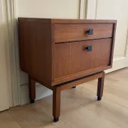Mid-century teak bedside table, Scandinavian style, brand MDK.