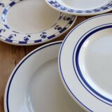 6 vintage mismatched blue and white earthenware dessert plates - Cutie Lot