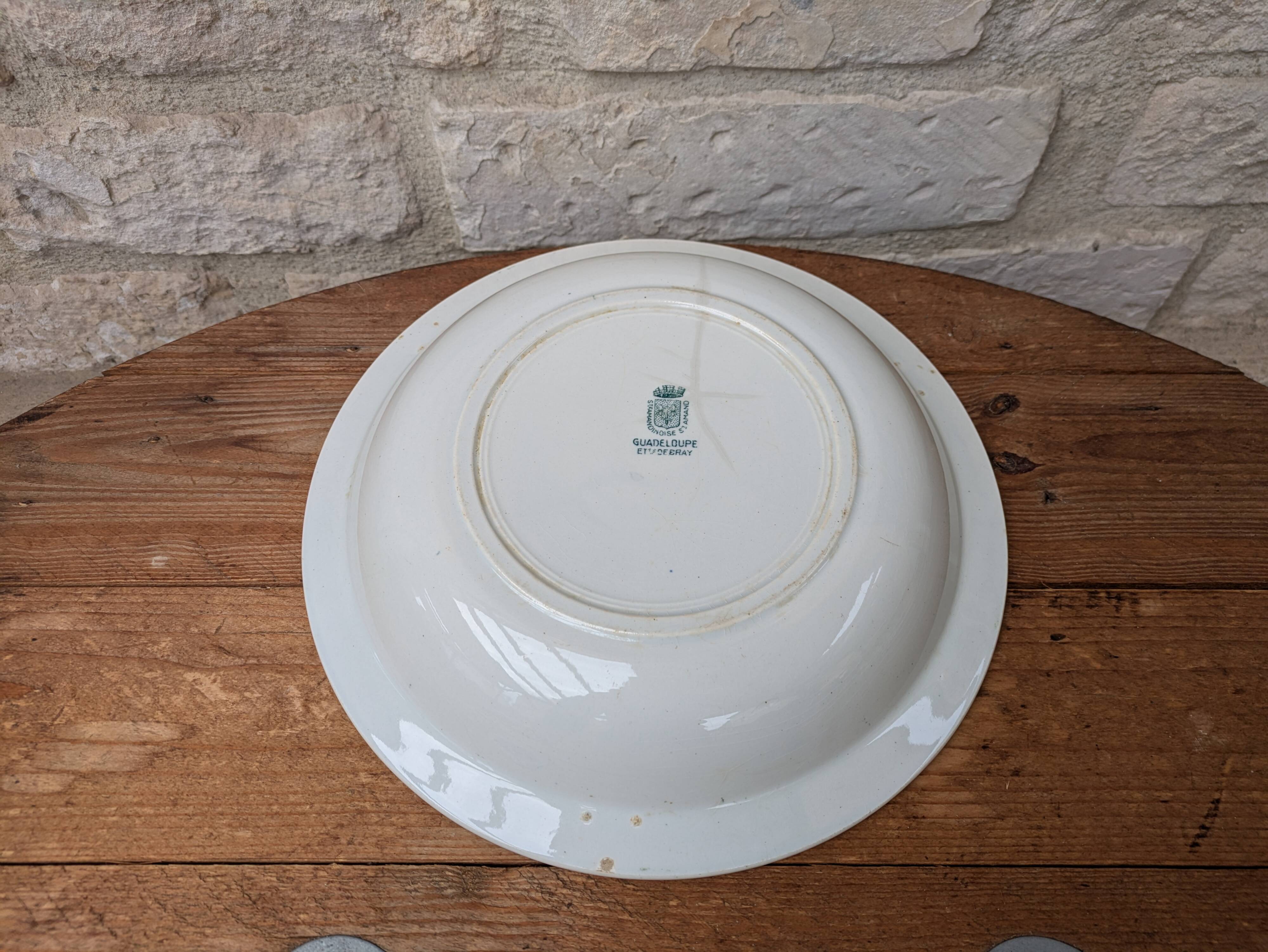 Old hollow round serving dish plate Guadeloupe Saint Amand model