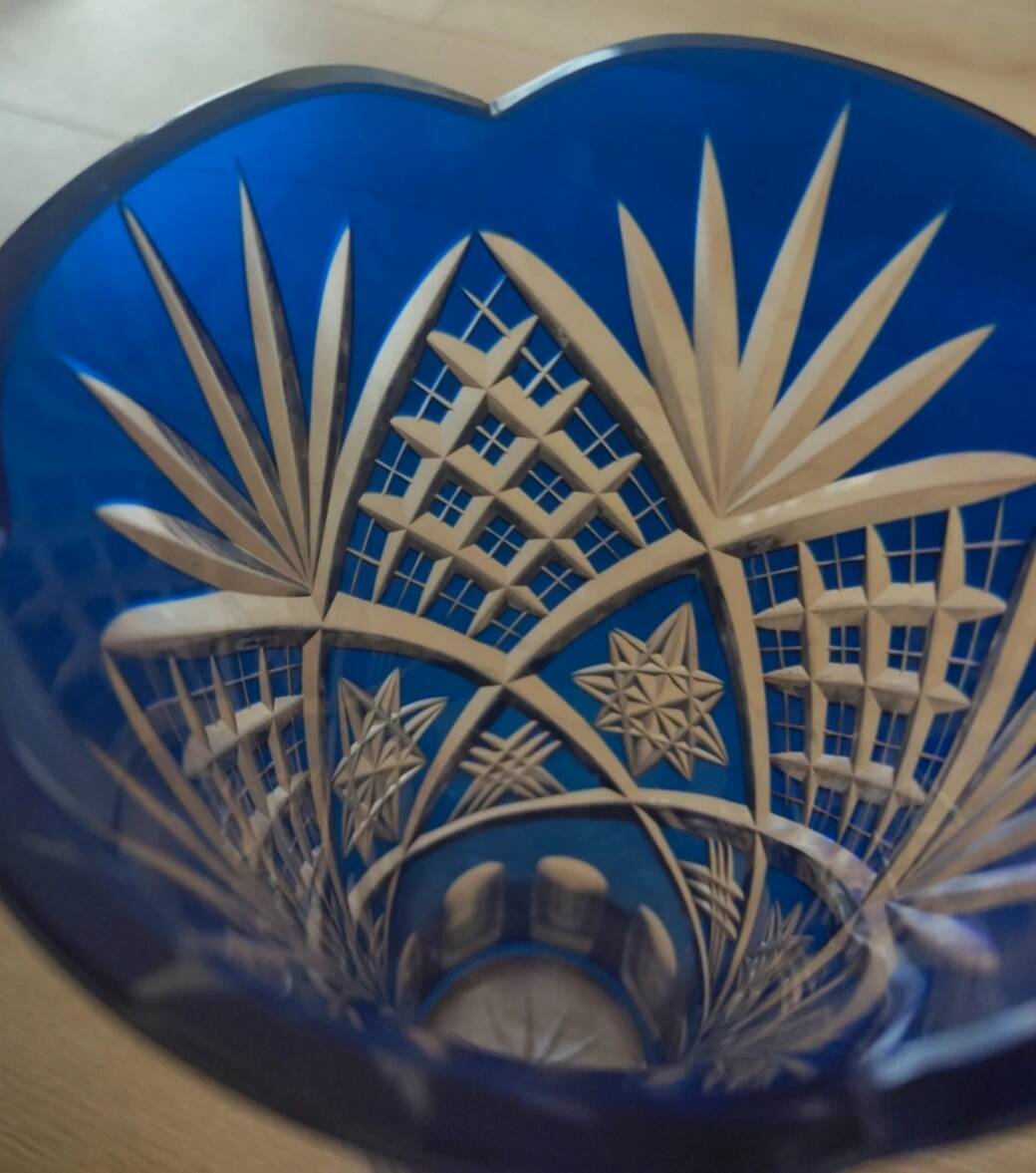 Large cobalt blue Bohemian vase -
