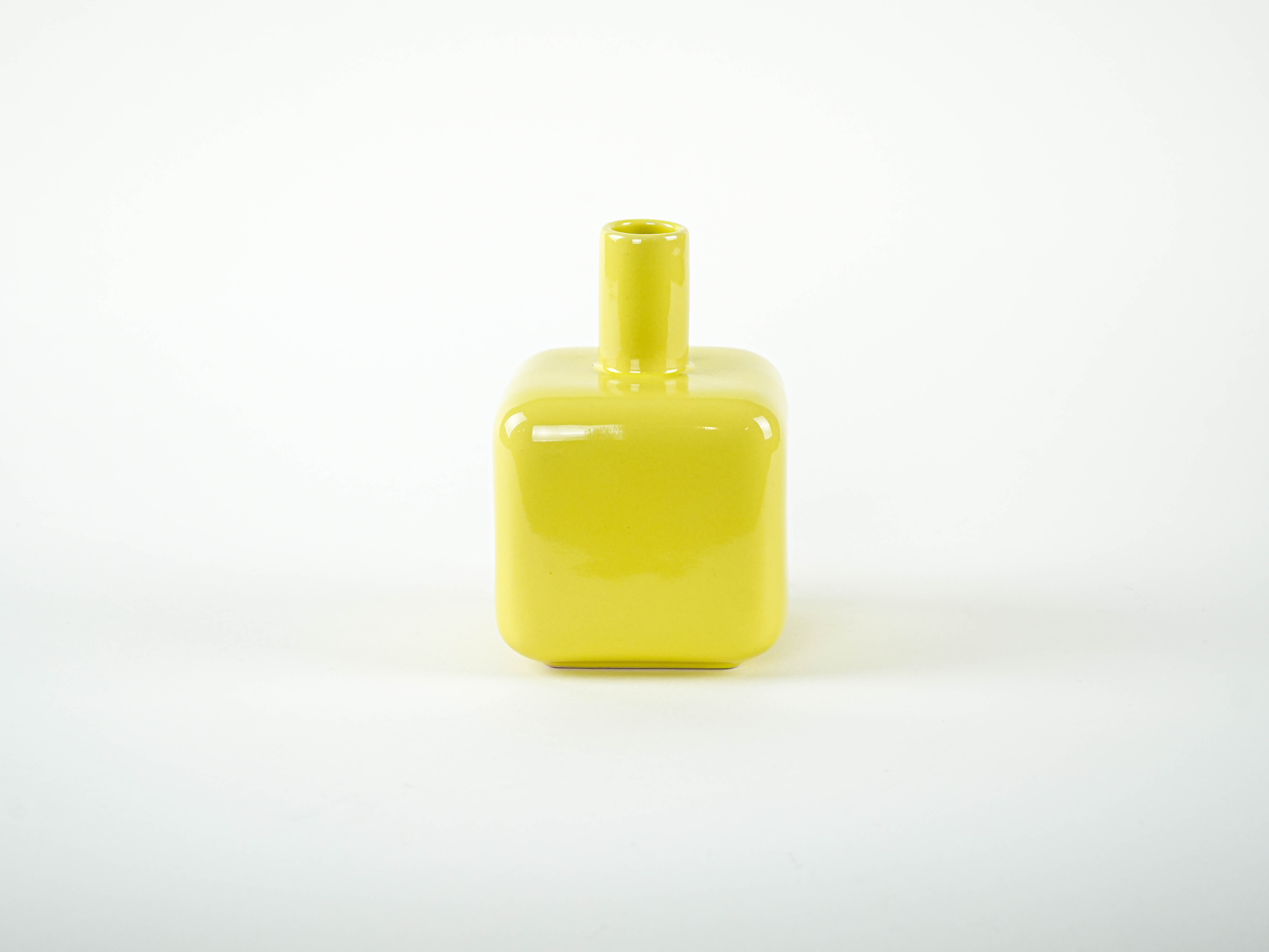 Yellow ceramic vase, German design, 1990s, manufactured by ASA Selection