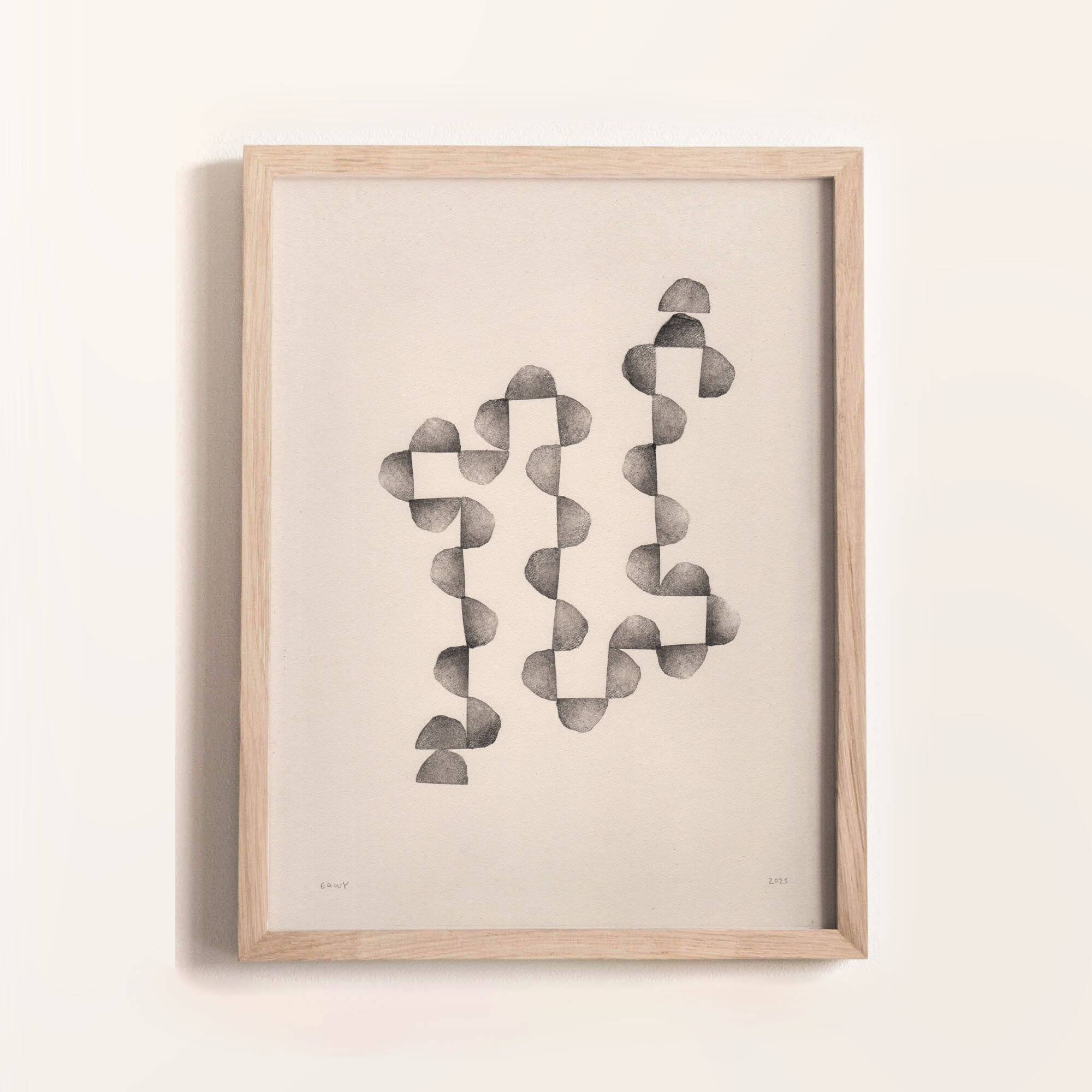 Painting on paper - 30x40cm - abstract painting - B115 - signed Eawy