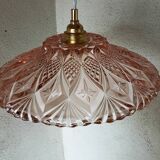 Vintage pink molded glass pendant light