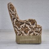 1960s, Danish highback armchair, furniture velour fabric, ash wood.