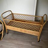 Vintage rattan bed for baby child