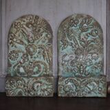 Pair of signed ceramic wall planters, pot cover