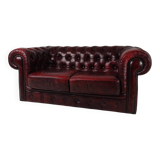 Red Chesterfield 2-seater sofa – oxblood leather