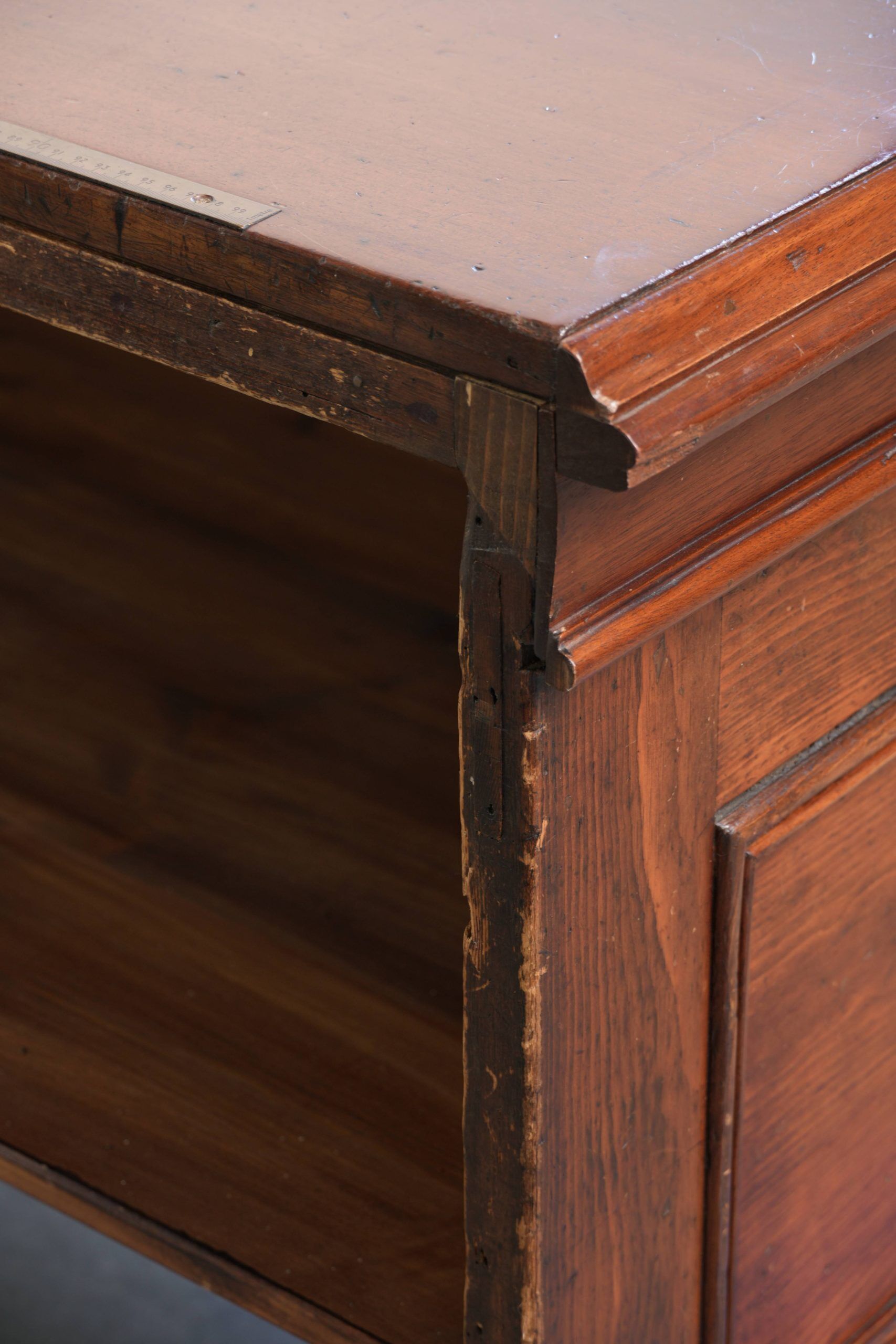 Large antique English shop counter / fabric counter from the 19th century