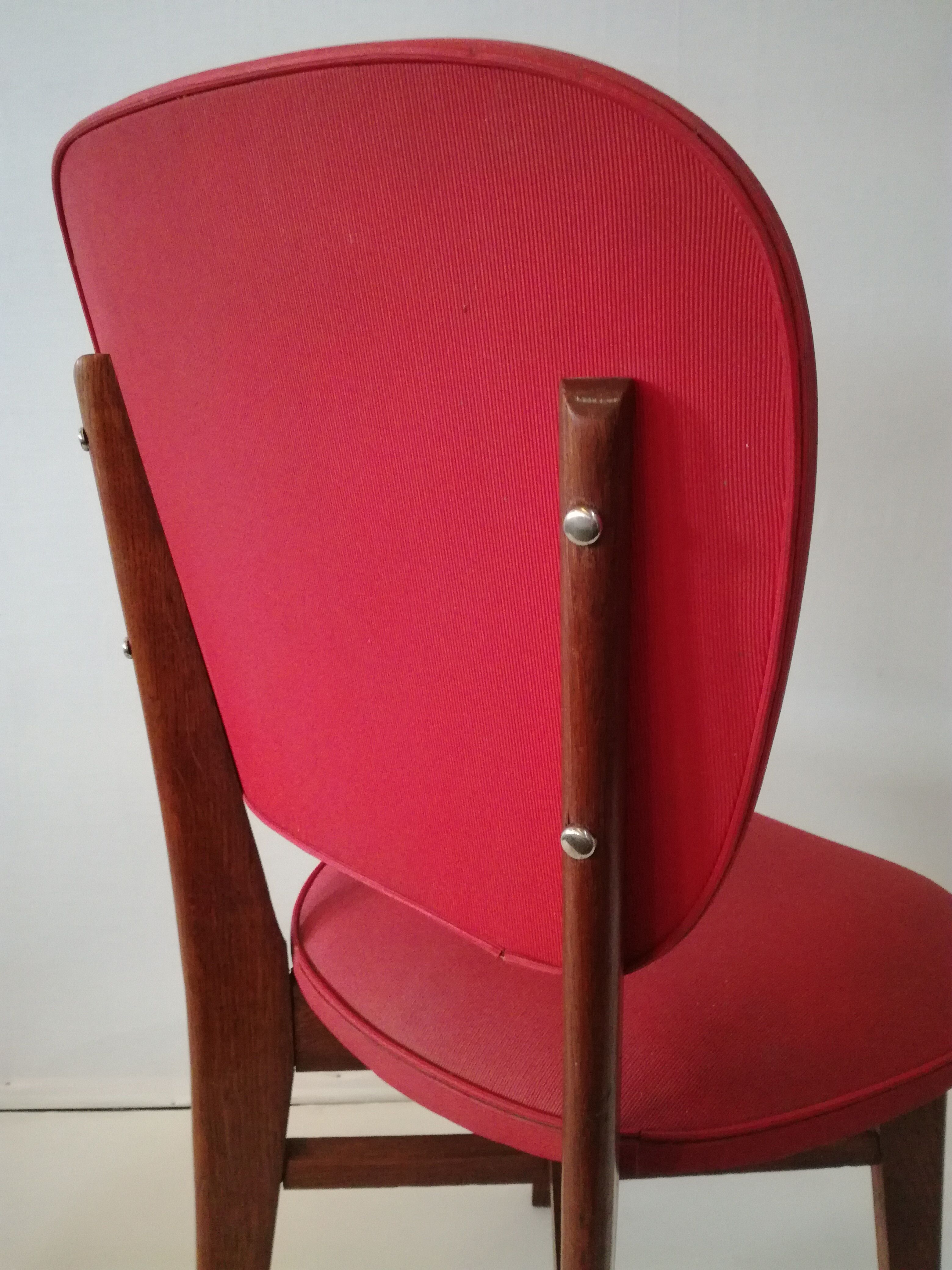 Series of 4 wooden chairs and skai 50s