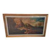 Dipinto a Olio "Paesaggio con Ponte" G. GRIGNANI. 1983