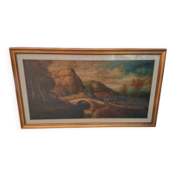 Dipinto a Olio "Paesaggio con Ponte" G. GRIGNANI. 1983