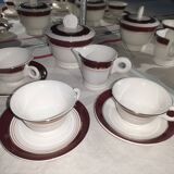 Vintage coffee service for 3 people in cream white with gold burgundy edging