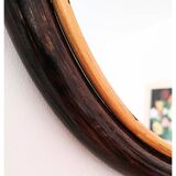 1970s Round Bamboo Mirror
