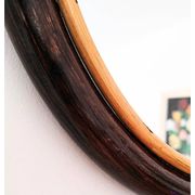 Miroir rond en bambou des années 1970