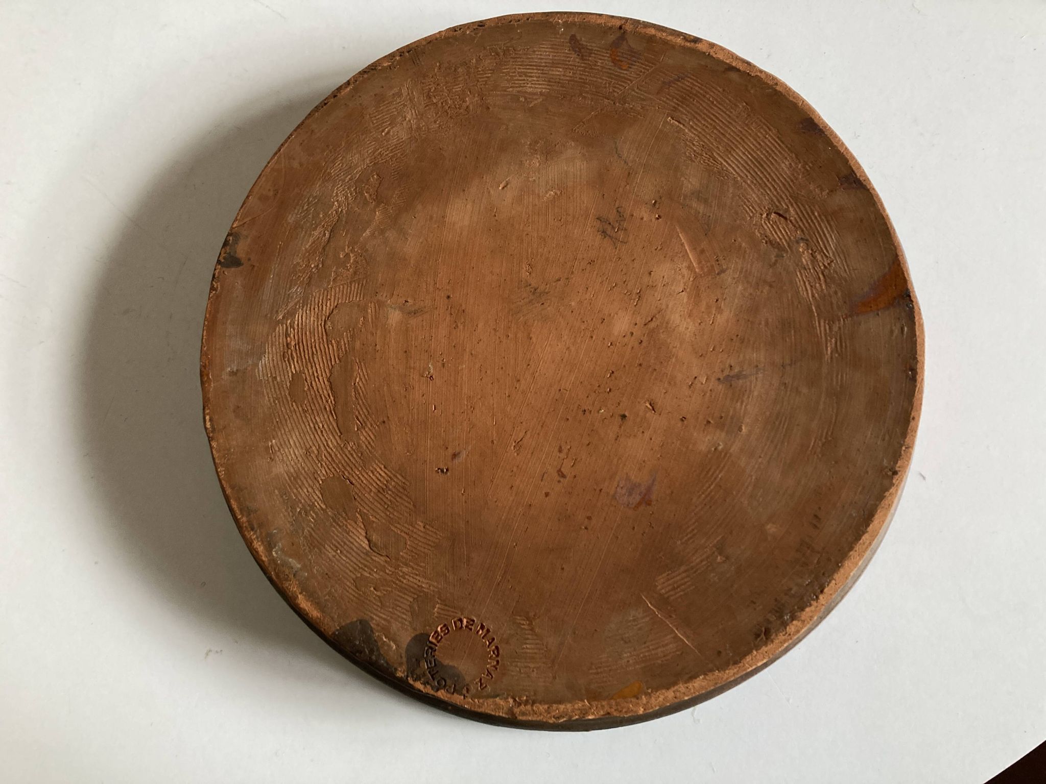 Plat vide poche cible XXL en terre vernissée de Marnaz 1950