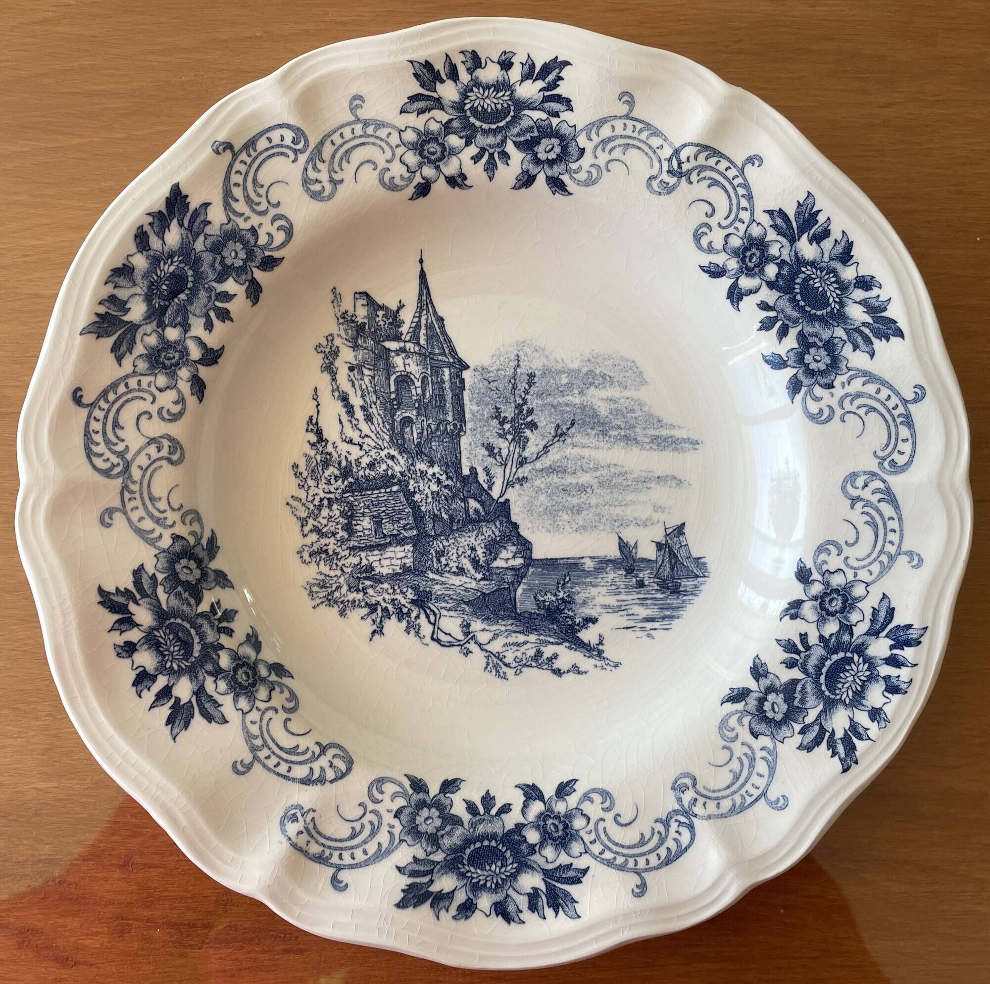 6 antique deep plates in Sarreguemines earthenware